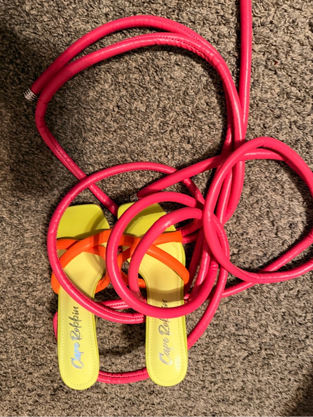 Pink & Orange Strappy Women's Sandals - Picture 8 of 9